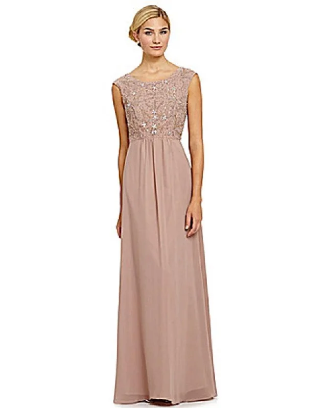 Applique Gown Decode 1.8 - Bateau Embellished Bodice A-line Dress 182573SC