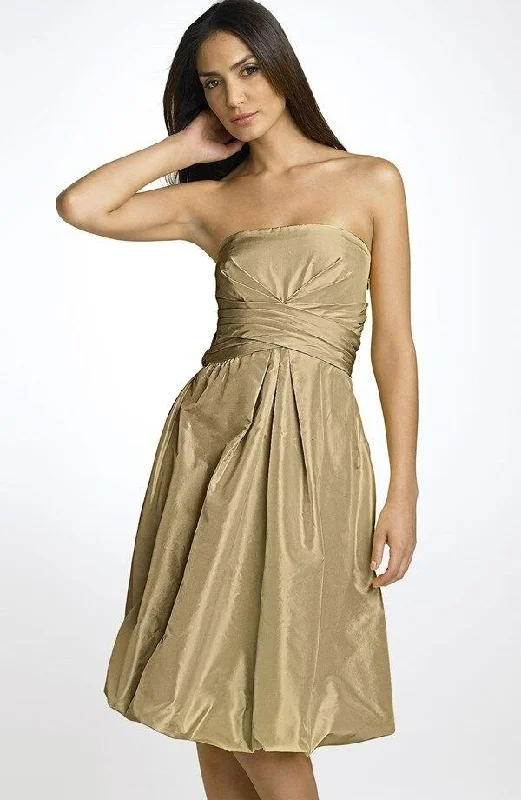 Modest Chiffon Dress Donna Ricco - Strapless Satin Bubble Hem Dress 8534879MSC