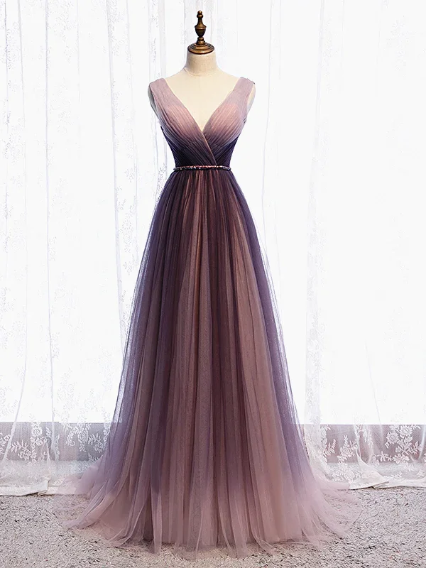 Navy Blue Gown Tulle  A-Line Long Prom Dress Formal Party Dress,DP1018