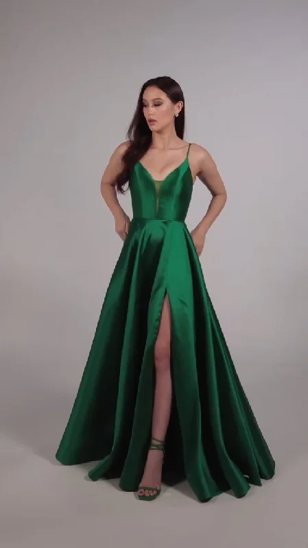 Beautiful Floor-Length Dress Ellie Wilde A-Line Satin Prom Dress EW35232