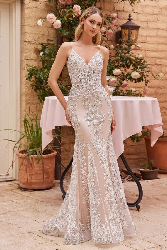 Vivid Color Gown Fit & Flare Embellished Gliter Mermaid Open V-Back Long Wedding Dress CDJ859W Vivid Color Gown Fit & Flare Embellished Gliter Mermaid Open V-Back Long Wedding Dress CDJ859W