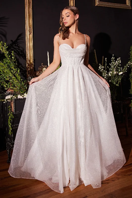 Timeless Satin Dress Glitter Flocked Cowl Neck Side Slit Tulle Skirt Long Wedding Dress CDCD253W Timeless Satin Dress Glitter Flocked Cowl Neck Side Slit Tulle Skirt Long Wedding Dress CDCD253W