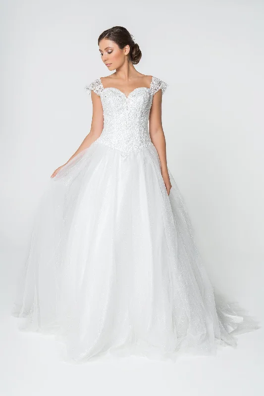 Statement Prom Dress Jewel and Lace Embellished Glitter Mesh Long Wedding Dress GLGL2817 Statement Prom Dress Jewel and Lace Embellished Glitter Mesh Long Wedding Dress GLGL2817