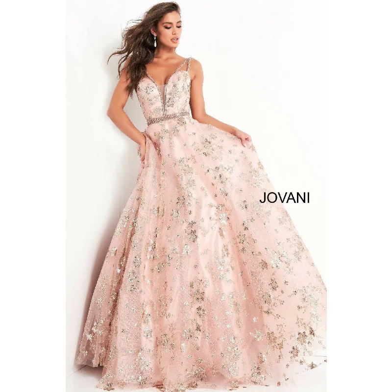 Garden Party Gown Jovani Plunging Neckline Embellished Prom Ballgown 3614