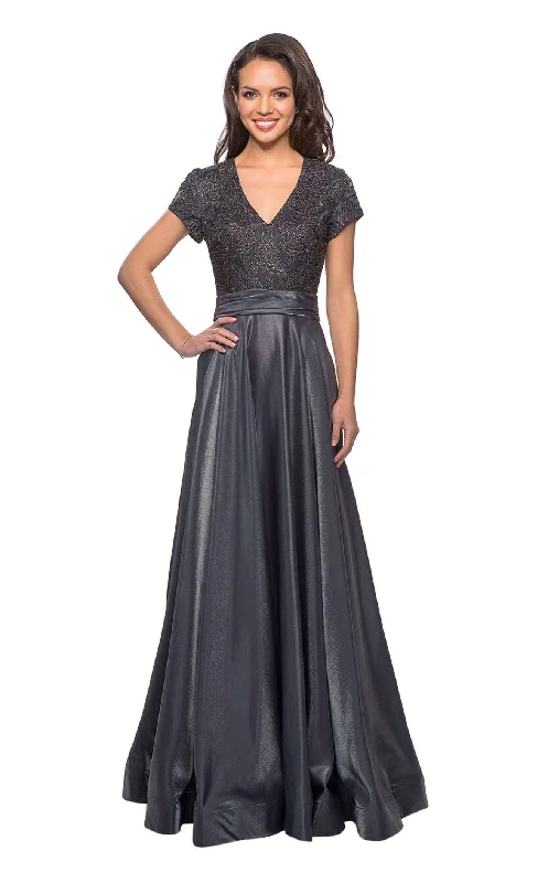 Ruched Satin Dress La Femme 26447 Dress