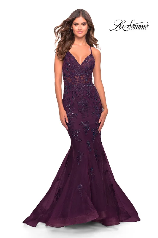 Pearl Embellished Gown La Femme 31316 Dresses