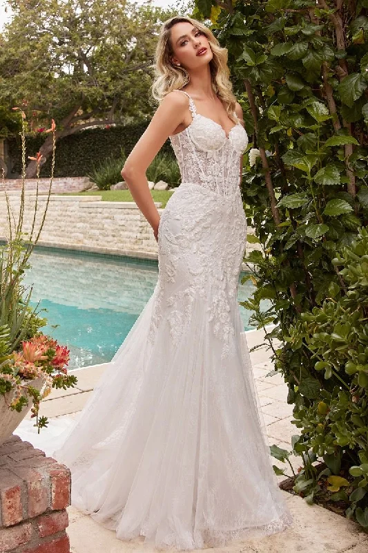 Glam Ball Gown Embroidered Lace Mermaid Sweetheart Long Wedding Dress CDCDS432W