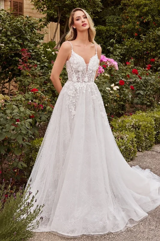 Whimsical Evening Gown Layered Lace A-Line Sheer Embroidered Bodice Long Wedding Dress CDCD857W Whimsical Evening Gown Layered Lace A-Line Sheer Embroidered Bodice Long Wedding Dress CDCD857W