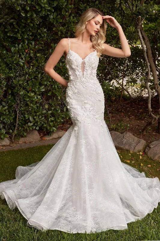 Elegant Beaded Dress Layered Lace Mermaid Illusion V-Neck Long Wedding Dress CDCD856W Elegant Beaded Dress Layered Lace Mermaid Illusion V-Neck Long Wedding Dress CDCD856W