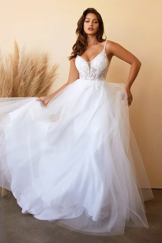 Brocade Formal Dress Layered Tulle A-Line Floral Laced V-neck V- Back Bodice Long Bridal & Wedding Dress CDCD0195W Brocade Formal Dress Layered Tulle A-Line Floral Laced V-neck V- Back Bodice Long Bridal & Wedding Dress CDCD0195W