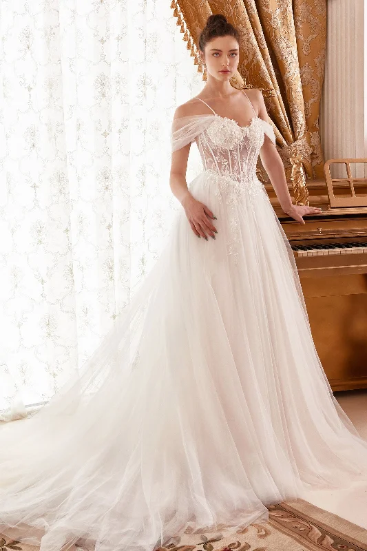 Exquisite Couture Dress Layered Tulle A-Line Off Shoulder Sheer Corset Bodice Long Bridal & Wedding Dress CDWN307 Exquisite Couture Dress Layered Tulle A-Line Off Shoulder Sheer Corset Bodice Long Bridal & Wedding Dress CDWN307