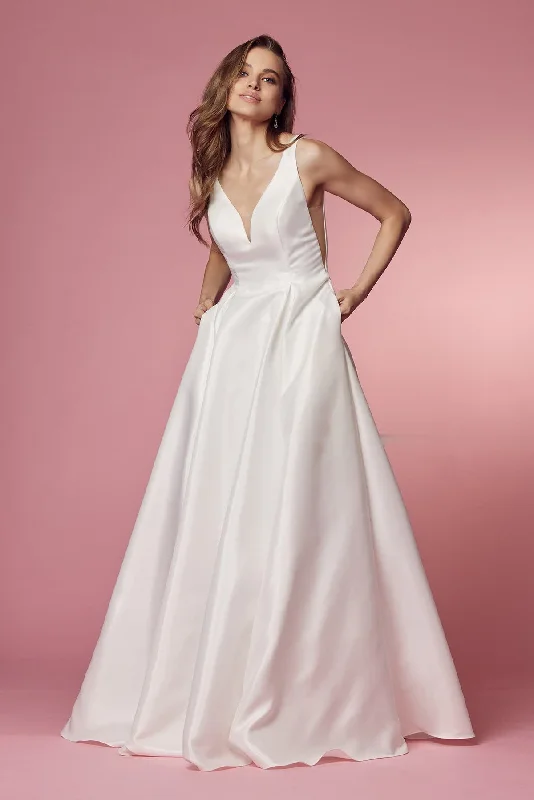 Rich Velvet Dress Sheer Side Cut Outs Illusion V-Neck A-Line Long Wedding Dress NXE156W