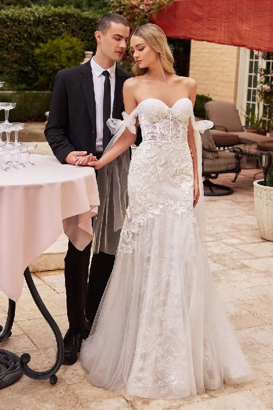 Romantic Floral Dress Off The Shoulder Mermaid Sweetheart Open Back Long Wedding Dress CDCB125W Romantic Floral Dress Off The Shoulder Mermaid Sweetheart Open Back Long Wedding Dress CDCB125W