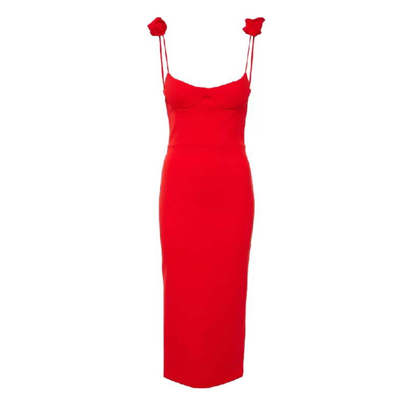Majestic Ball Gown Romantic Spaghetti Strap Sweetheart Bustier Split Bodycon Rosette Midi Dress Majestic Ball Gown Romantic Spaghetti Strap Sweetheart Bustier Split Bodycon Rosette Midi Dress