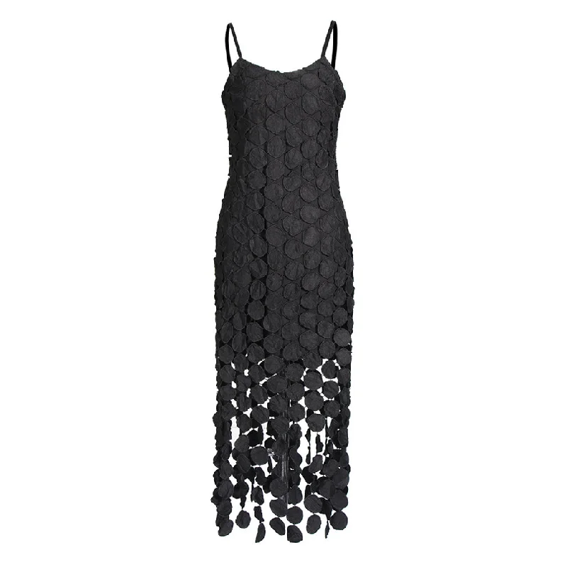 Gold Embellished Gown Sexy Embroidery Lacer Cutout Fringe Trim Spaghetti Strap Midi Slip Dress Gold Embellished Gown Sexy Embroidery Lacer Cutout Fringe Trim Spaghetti Strap Midi Slip Dress