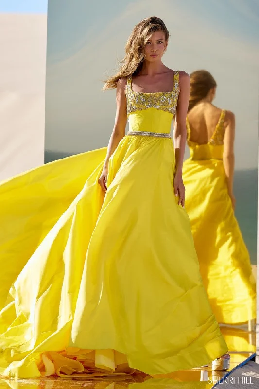 Satin Draped Gown Sherri Hill 56434 Dresses