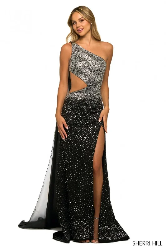 Asymmetrical Gown Sherri Hill Cut Out Dress 55318