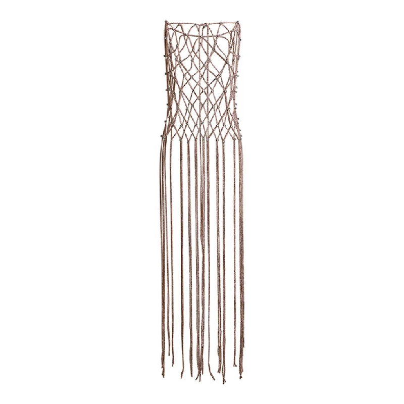 Unique Cocktail Dress Sparkly Rhinestone Embellished Fringe Sleeveless Macrame Cover Up Dress Unique Cocktail Dress Sparkly Rhinestone Embellished Fringe Sleeveless Macrame Cover Up Dress