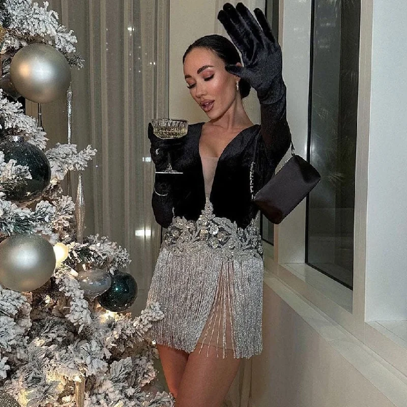 Sequin Maxi Dress Sparkly Sequined Floral Plunge Neck Full Glove Velvet Mesh Mini Fringe Dress Sequin Maxi Dress Sparkly Sequined Floral Plunge Neck Full Glove Velvet Mesh Mini Fringe Dress