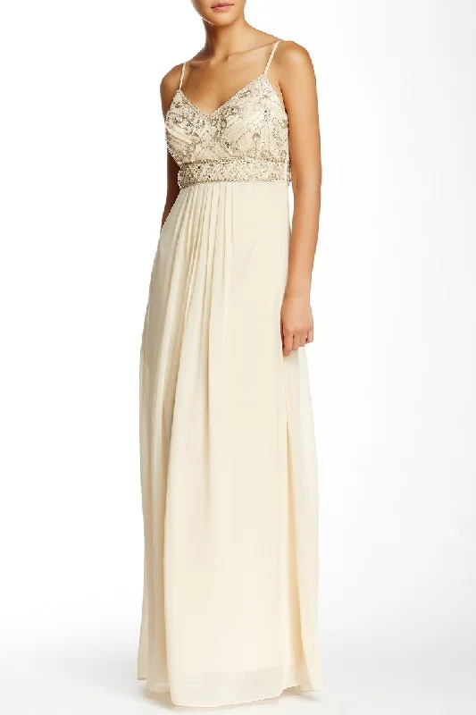 Rose Gold Dress Sue Wong - N5100SC Embellished Empire Chiffon Gown