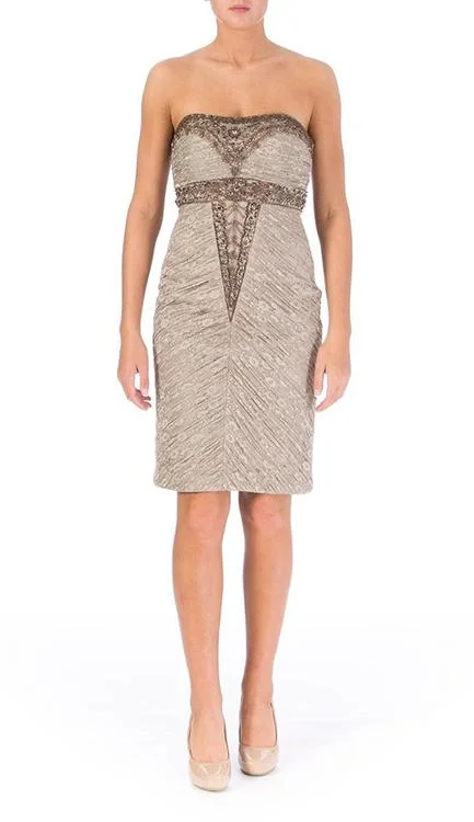 Ruched Velvet Dress Sue Wong - Strapless Embellished Sheath Dress N2424SC