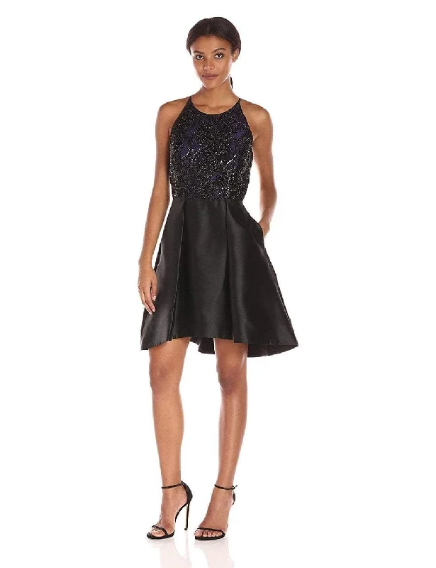 Winter Ball Gown Taylor - Beaded Halter Bodice Short A-Line Dress 8419MSC