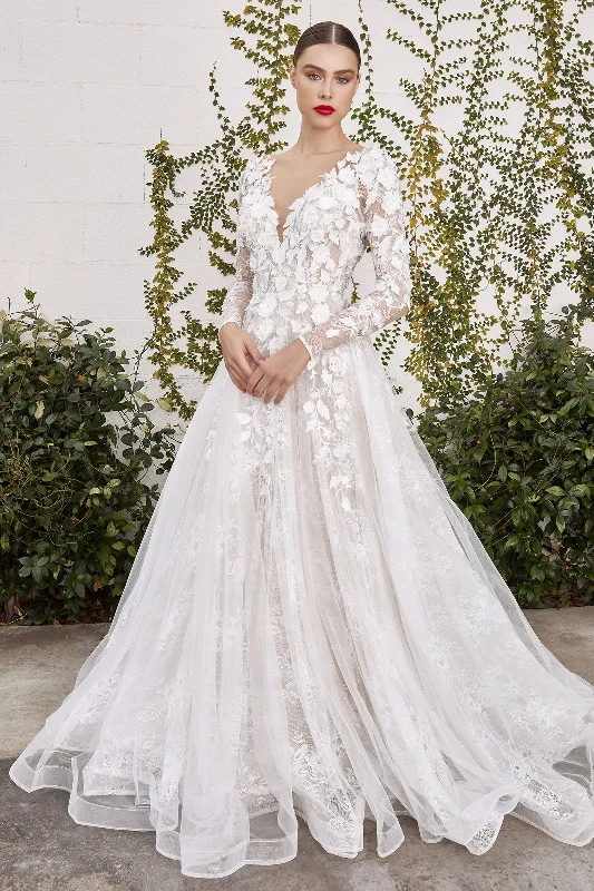 Dazzling Evening Dress Yvaine Long Sleeves Classic V-Neck Long Wedding Dress CDA1067W Dazzling Evening Dress Yvaine Long Sleeves Classic V-Neck Long Wedding Dress CDA1067W