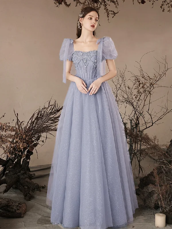 Regal Velvet Gown A-Line Gray Blue Long Prom Dress, Gray Blue Sequin Beads Long Formal Dress Regal Velvet Gown A-Line Gray Blue Long Prom Dress, Gray Blue Sequin Beads Long Formal Dress