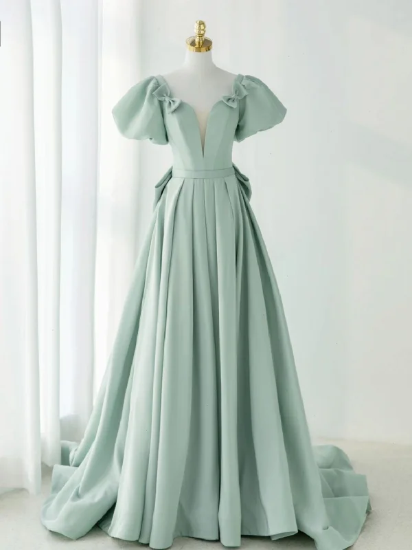 Fashionable Formal Dress A-Line Green Satin Long Prom Dress, Green Long Evening Dress Fashionable Formal Dress A-Line Green Satin Long Prom Dress, Green Long Evening Dress