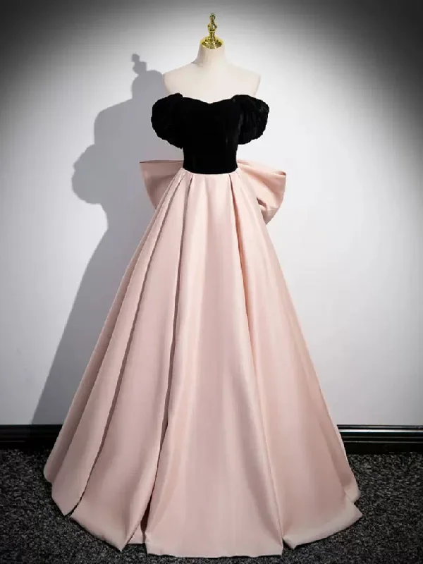 Lavish Evening Gown A-Line Sweetheart Neck Off Shoulder Satin Velvet Champagne Long Prom Dresses Lavish Evening Gown A-Line Sweetheart Neck Off Shoulder Satin Velvet Champagne Long Prom Dresses