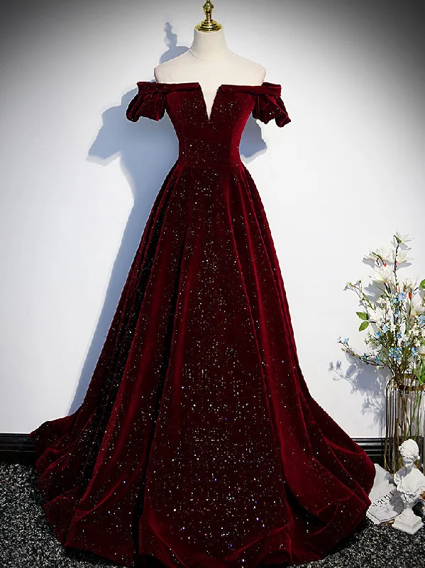Dark Green Dress A-Line Velvet Burgundy Long Prom Dress, Burgundy Velvet Long Formal Dress Dark Green Dress A-Line Velvet Burgundy Long Prom Dress, Burgundy Velvet Long Formal Dress