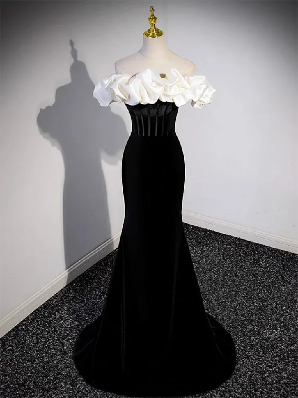Sweetheart Neckline Dress Black Mermaid Velvet Long Prom Dress, Black Long Formal Dress Sweetheart Neckline Dress Black Mermaid Velvet Long Prom Dress, Black Long Formal Dress