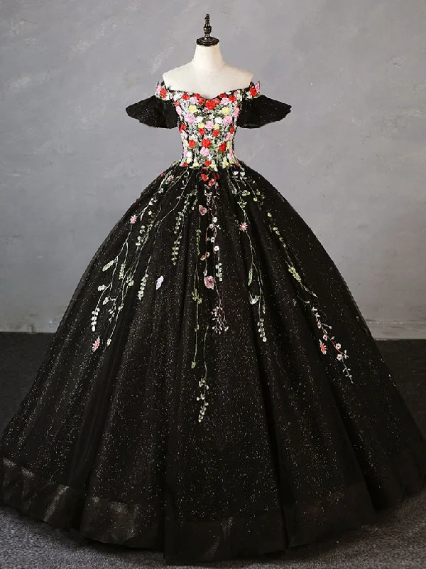 Trendy Party Dress Black Tulle Lace Long Prom Dress, Black Tulle Long Evening Dress Trendy Party Dress Black Tulle Lace Long Prom Dress, Black Tulle Long Evening Dress