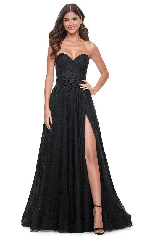 Draped Formal Dress La Femme 32005 - Ruched Illusion Strapless Prom Gown
