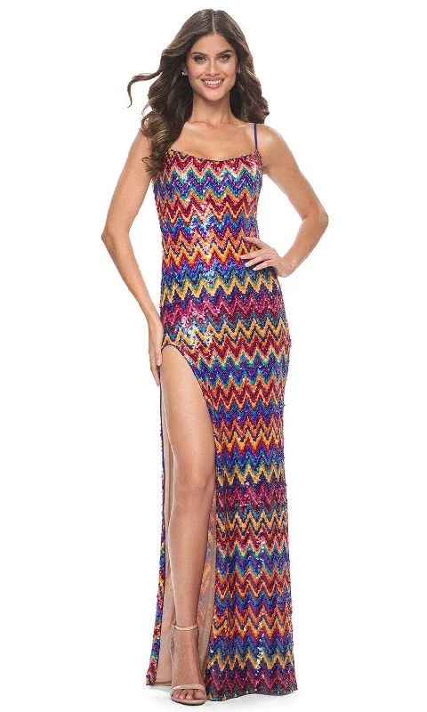 Modest Chiffon Dress La Femme 32006 - Sequin Sleeveless Fitted Bodice Prom Dress