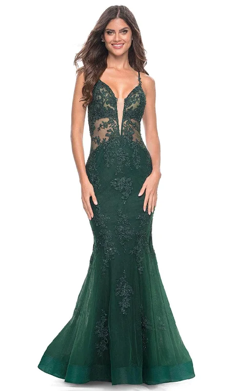 Majestic Ball Gown La Femme 32305 - Strappy Back Embroidered Prom Gown