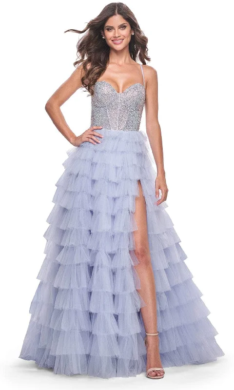 Romantic Soft Satin Dress La Femme 32335 - Sweetheart Neck Rhinestone Embellished Ballgown Romantic Soft Satin Dress La Femme 32335 - Sweetheart Neck Rhinestone Embellished Ballgown