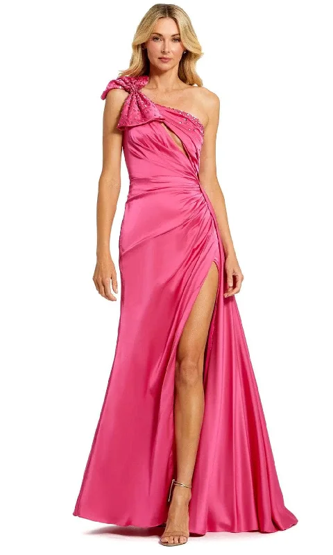 Romantic Floral Dress Mac Duggal 11788 - Bow Accent One Shoulder Prom Gown