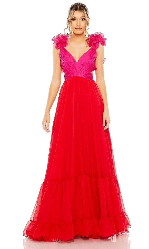 Sequin Maxi Dress Mac Duggal 68522 - Lace-Up Back Ruffle Detailed Prom Dress