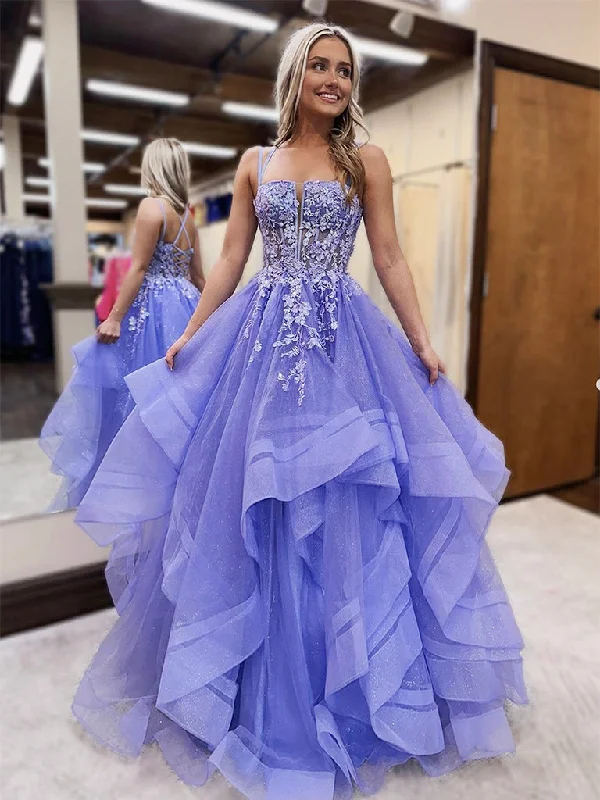 Sweetheart Neckline Dress Purple A-Line Tulle Lace Long Prom Dress, Purple Long Graduation Dress Sweetheart Neckline Dress Purple A-Line Tulle Lace Long Prom Dress, Purple Long Graduation Dress
