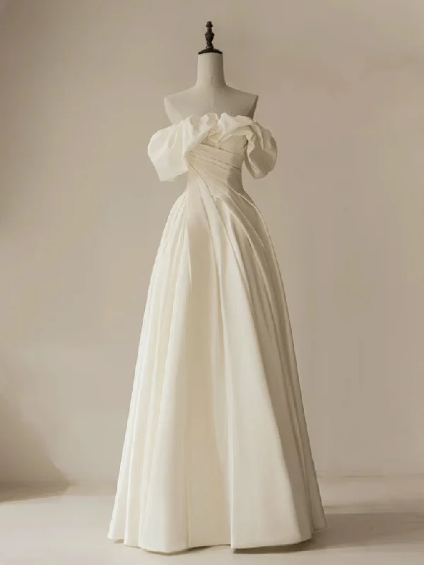 Satin Draped Gown Simple Off Shoulder Satin ivory Long Prom Dress, ivory Long Formal Dress Satin Draped Gown Simple Off Shoulder Satin ivory Long Prom Dress, ivory Long Formal Dress